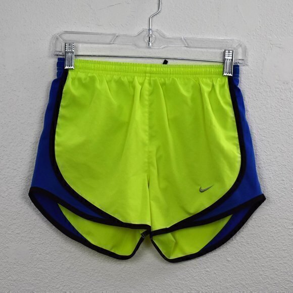 Nike Dri-Fit Running Shorts Size X-Small Color Neon Yellow/Blue/Black GUC - Picture 2 of 6